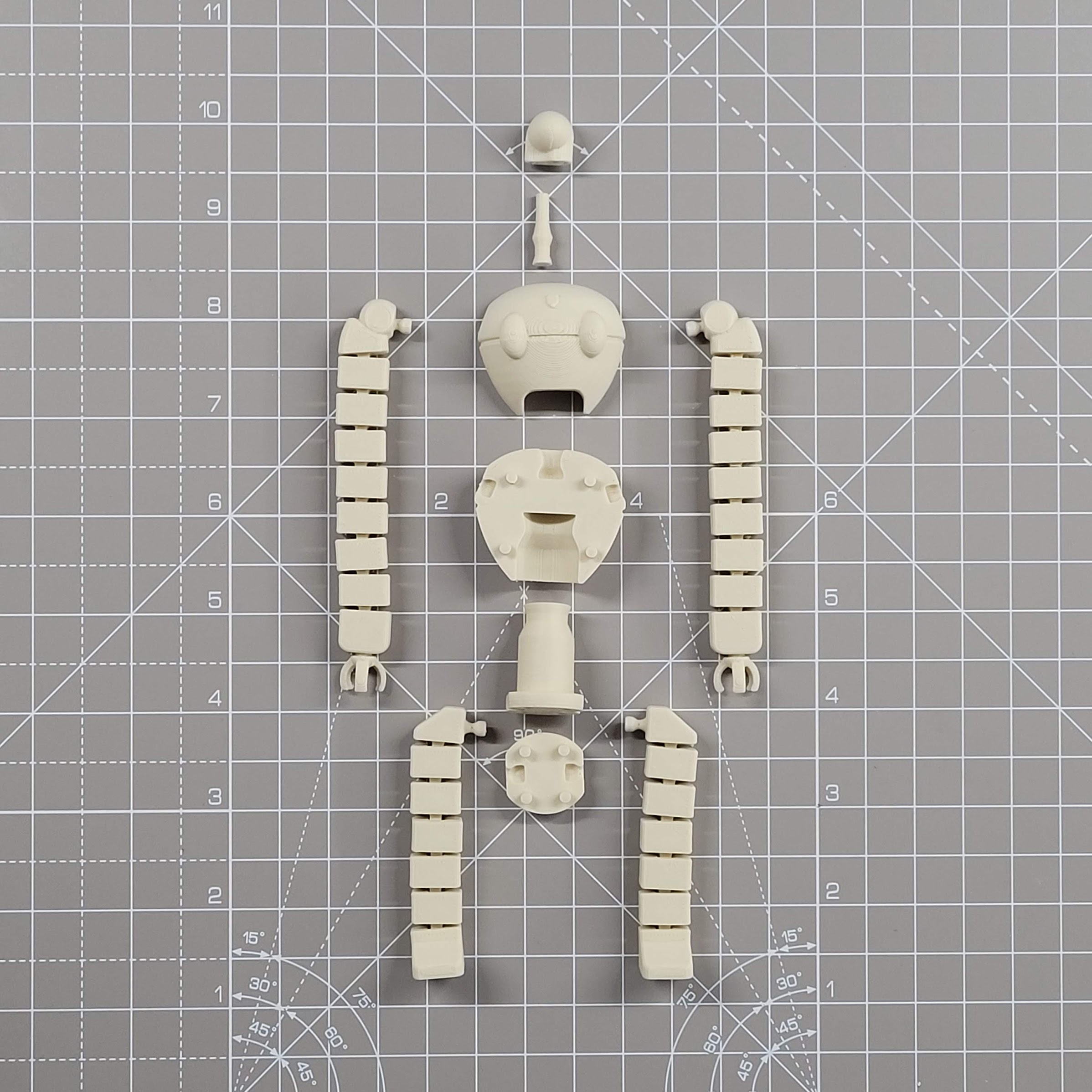 All the robot pieces detached from each other